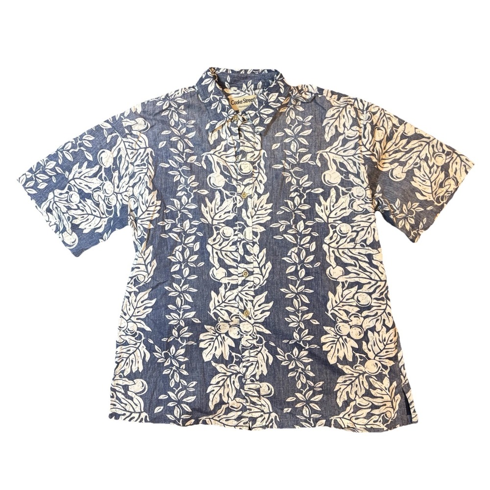 Vtg Cooke Street Honolulu Sz X-Large Reverse Print Hawaiian XL Fruit Button Down